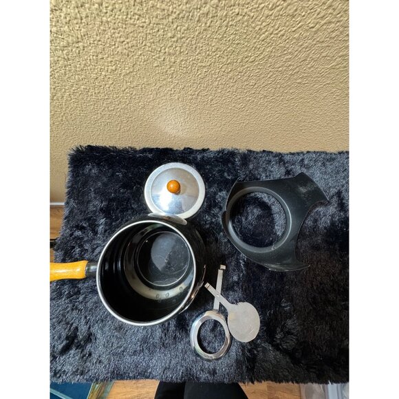 Vintage Aluminum  Fondue Pot Warmer With Wood Handle & Lid - Picture 4 of 8